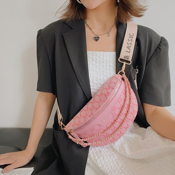 Män kvinnor Fanny Pack midjeväska 2022 Trendig damaxel Crossbody Summer Casual Mångsidig Liten Pink