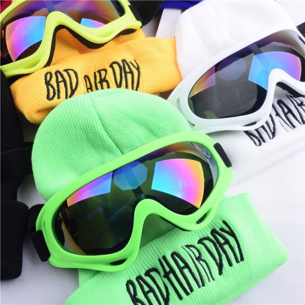 Warm Winter Knit Beanie Hats Korean Same Style Men 'S And Women 'S Embroidered Glasses Wool Couple Unisex Rose Red Fleece-lined hat glasses M
