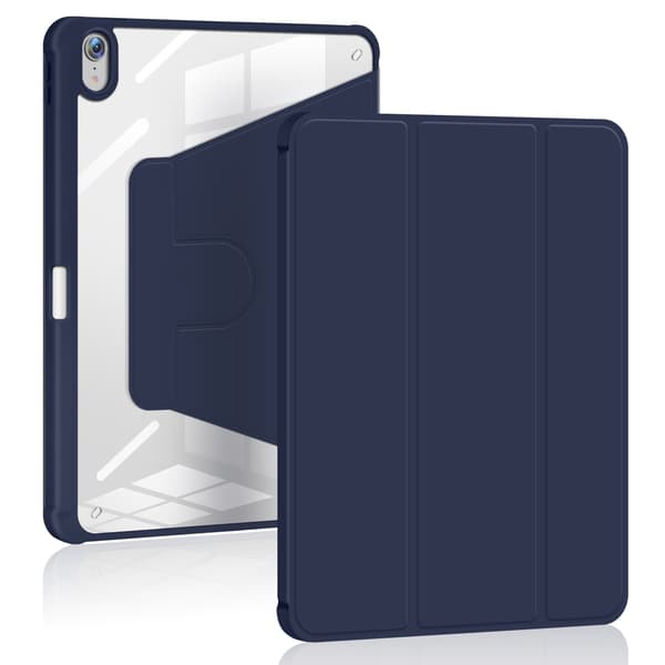 Etui for iPad mini6/7 8,3 tommer mørkeblå roterende multi posisjon justerbart lær