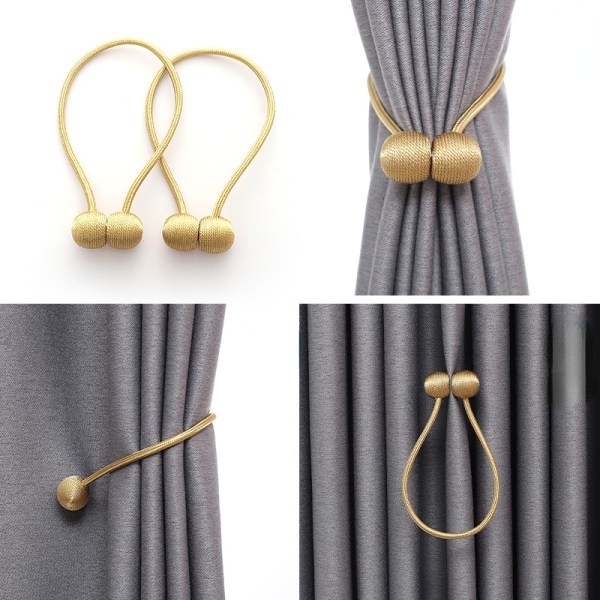 20 Colors Headphones Magnetic Buckle Curtain Tied, Non-Perforated Curtains Magnetic Snap Light gray