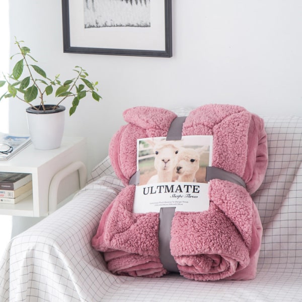 Winter Warm Dubbellager Berber Fleece Filt Nap Enkel Dubbel Flanell filt Peach pink 100*120cm