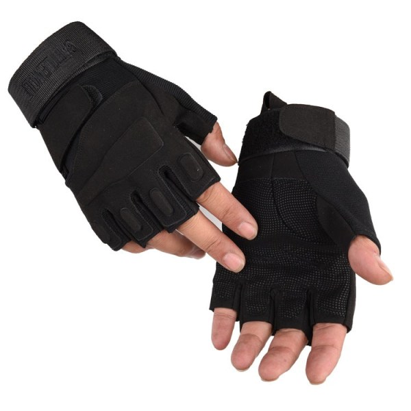 Naiset Miehet Pyöräilyhanskat Tactical Half Finger Sports Fitness Pyöräily Sotilasfanit Black M