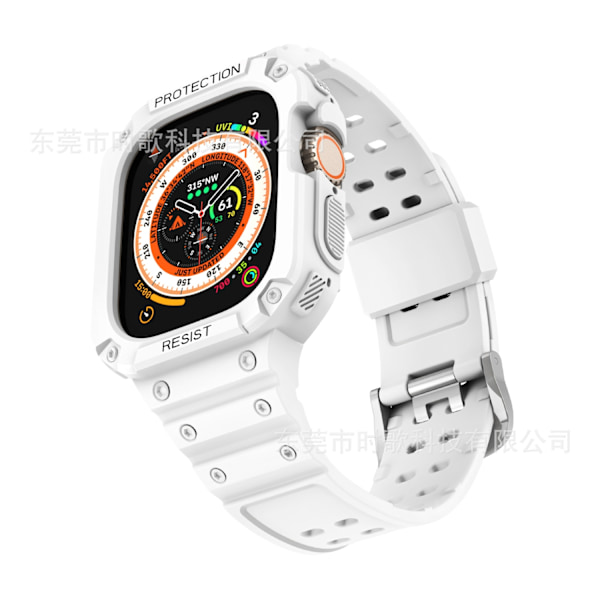 Klockarmband för Apple Watch iWatch 42/44/45mm universal enkelknäppt vit + silverspänne