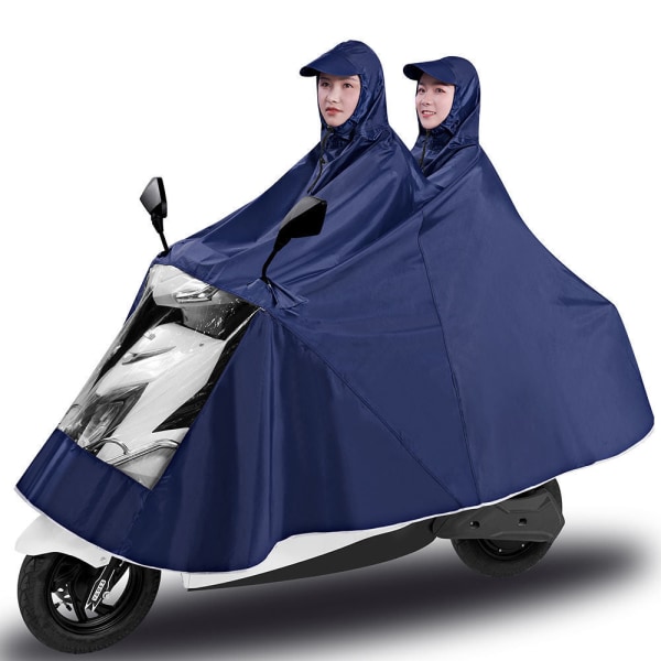 Regnfrakke Regndragt Motorcykel Elbil Lang Dobbeltbrems Fodbeklædning Fortykket Double brim navy blue 7XL (small model)