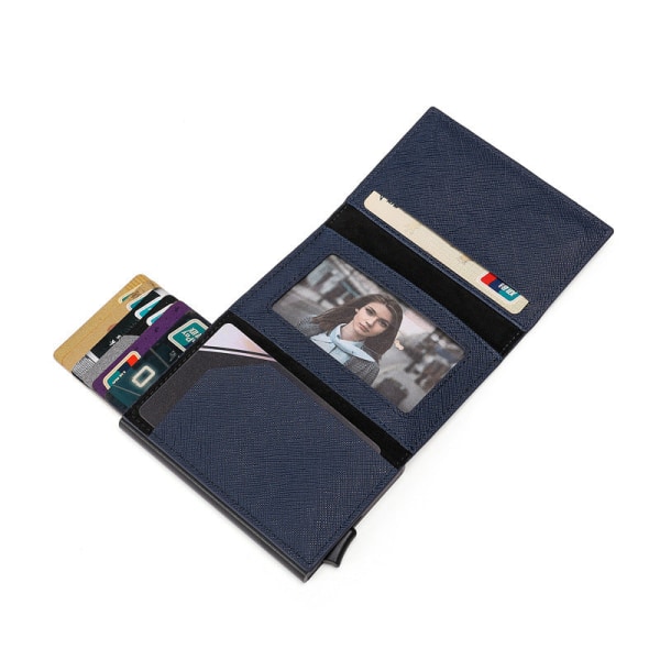 Lommebok metall RFID kredittkortboks Magnetisk trykksøm Lommebokkortholder Black