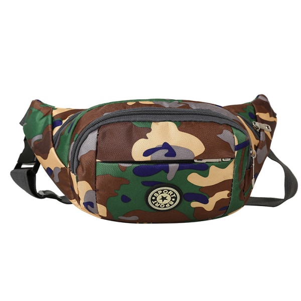 Menn kvinner Fanny Pack Midjeveske Utendørs vannsprut Skråbrysttelefon Multi-Purpose Cash s Camouflage dark green