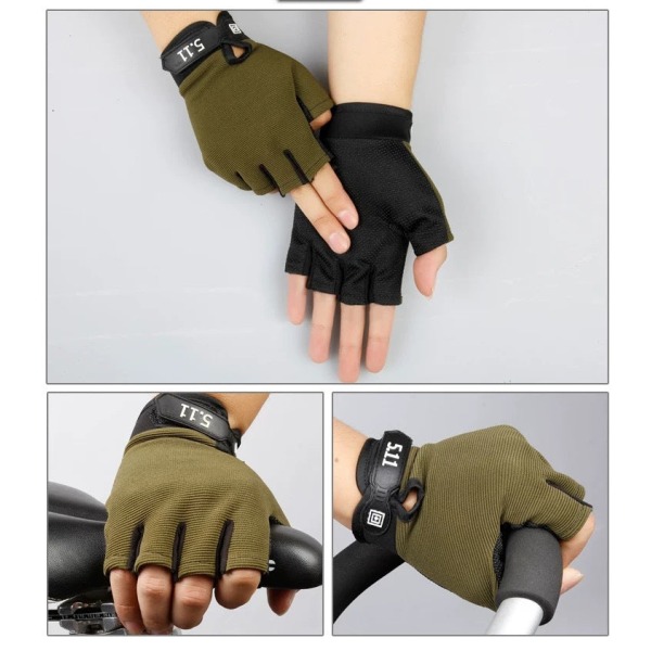 Naiset Miehet Pyöräilyhanskat Tactical Half Finger Fitness Taistelu Sotilaalliset tuulettimet Liukumattomat Black XL