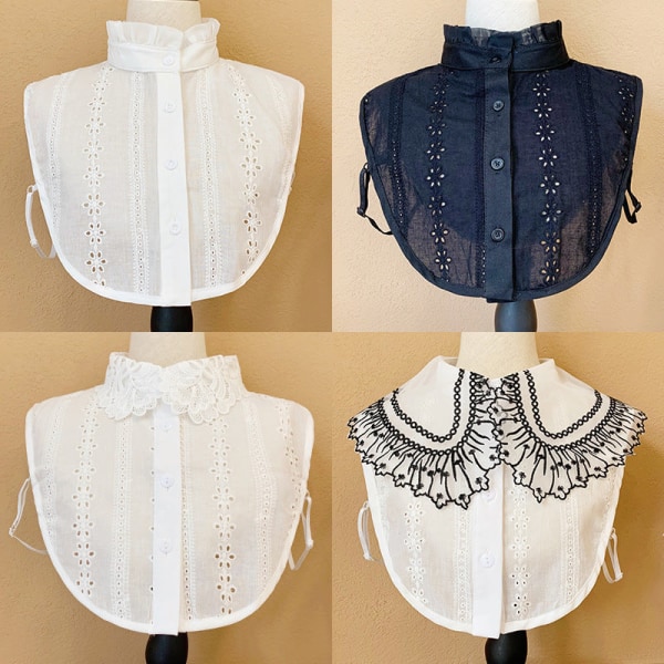 Girl Women's fake collar Big Lace Blouse Collar White Shirt Detachable Collar 2021 Autumn All-Matching Summer Retro B WHITE