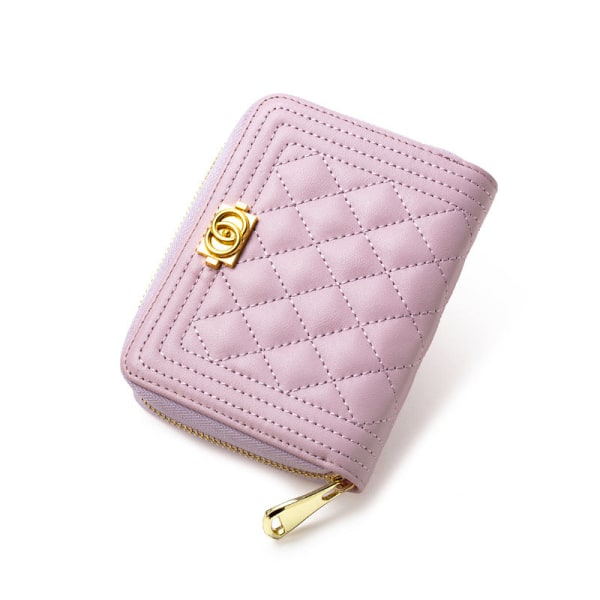 Kvinner lommebok myntpung Kortholder stor kapasitet ekte skinn Multi-Card-spor Saueskinn Organ Rombus Light pink