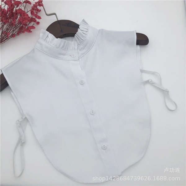 Kvinders falsk krave Aftagelig halv flerfarvet valgfri bomuldsskjorte et stort antal White 27 cm