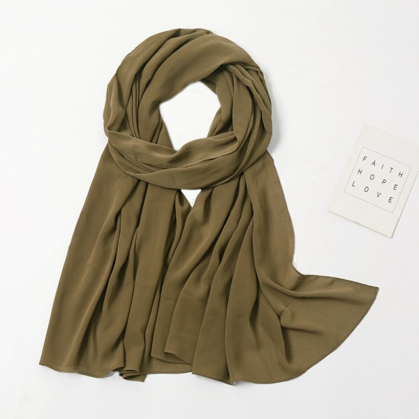 Skjerfsjal for kvinner 2022 Monokrom Chiffon som puster Army Green 175-70cm