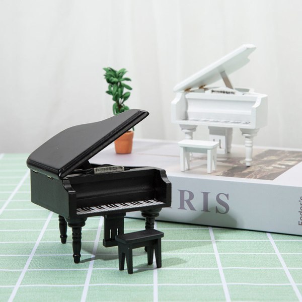 Miniatyrmöbler Leksaksdockor Hus Gör-det-själv dekoration Tillbehör Mini 1:12 Triangel Piano Rack White