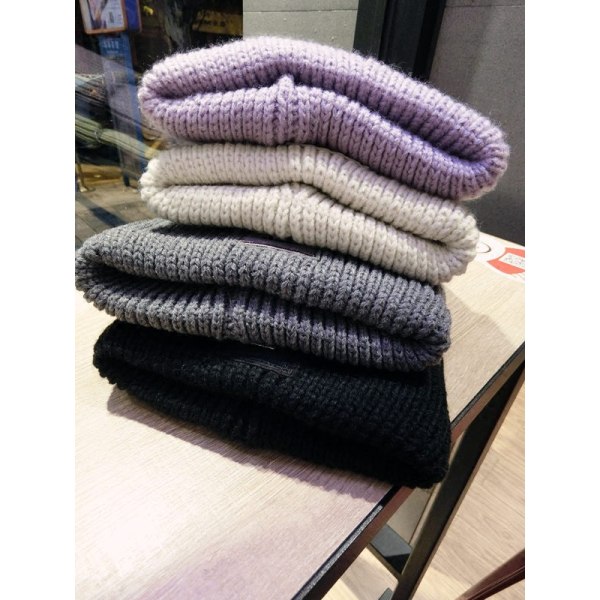 Varm vinterstickad mössa för kvinnor Ull Trendig Koreansk Ungdom Koreansk Söt höst och vinter unisex Beige M（56-58cm）