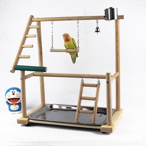Fuglelegetøj papegøje legestande kop legetøj bakke fuglebro træ cocka