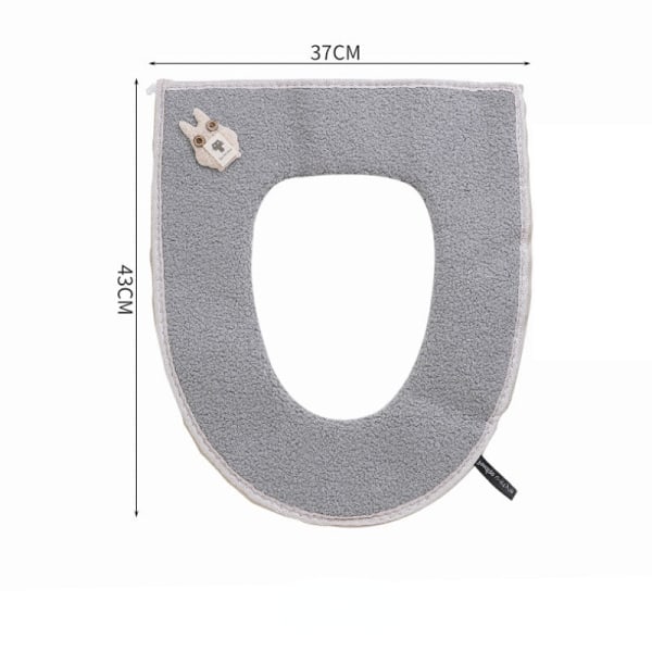 3stk Vintertoalettmatte Søt Teddy Plysj Glidelås Toalett Toalettsetetrekk Toalett Varm vaskemaskin Gray