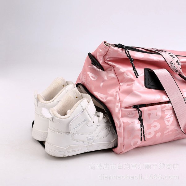 Treningsveske for menn og kvinner Dry Wet Separation Yoga Travel Bag med sko Pink