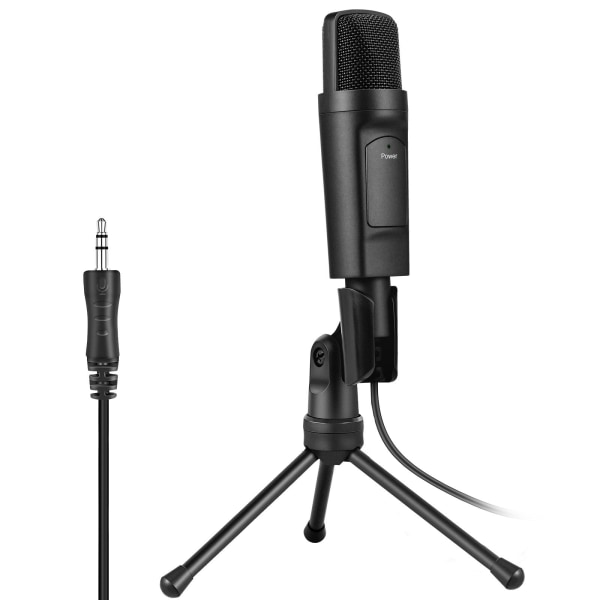 Shenzhen Styrke Direkte Tilførsel 3,5 mm Grensesnitt Kondensator Mikrofon Datamaskin Live Karaoke Spill Mikrofon med Brakett Standard Black