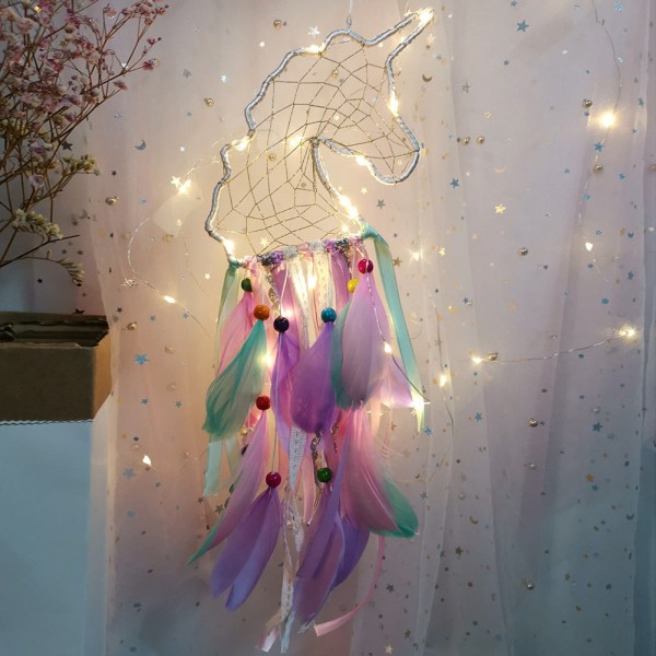 Wind Chimes Unicorn Dreamcatcher Sødt farverigt Unicorn Home Wrapped lamp