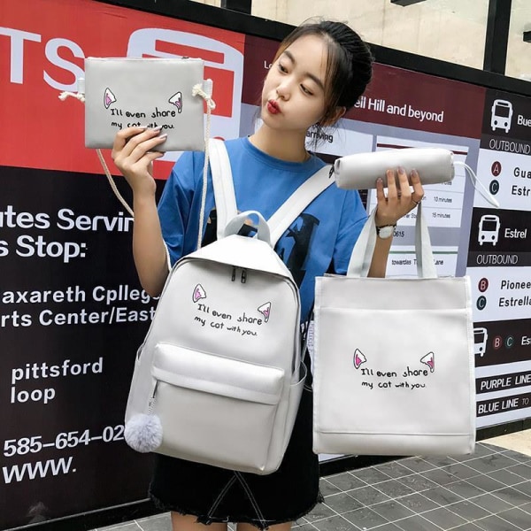 Kvinder pige rygsæk skuldertaske skoletaske Kvindelig Student Korean Style Junior High School Preppy Style Student Black