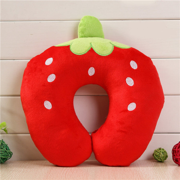 Myk komfortabel reisepute tegneserie U-formet kontor nakkepute Strawberry 26*30cm