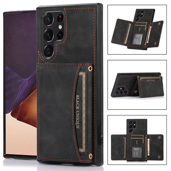 Fodral för iPhone 14 6.1 svart visitkortshållare solid plånboksfack crossbody