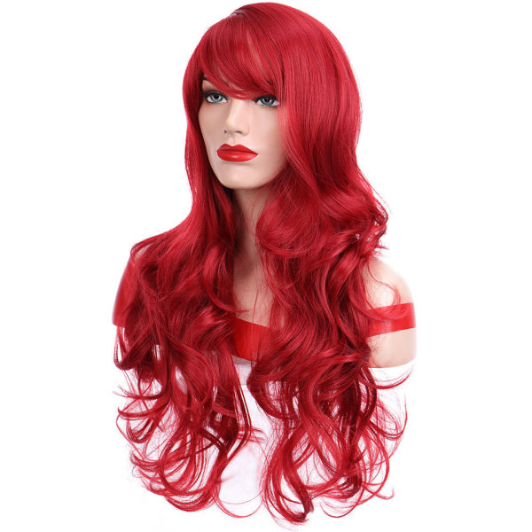 Naisten muotikuituperuukki Big Wave -peruukki, punainen