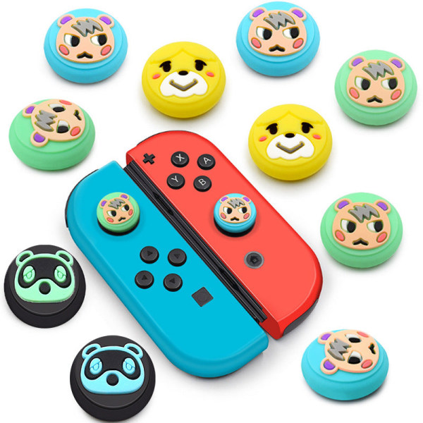 Til Nintendo Switch Joystick Cap Animal Crossing Håndtag Joystick Cap OLED Lite Rocker Raccoon Blue