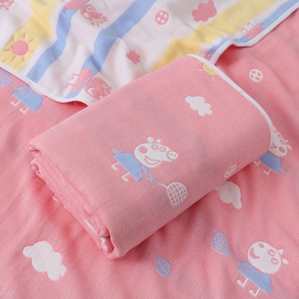 Babygaze badehåndkle født bomull jacquard seks lags dekketeppe Sommerbarnehagehåndkleteppe Pink page 110*110cm