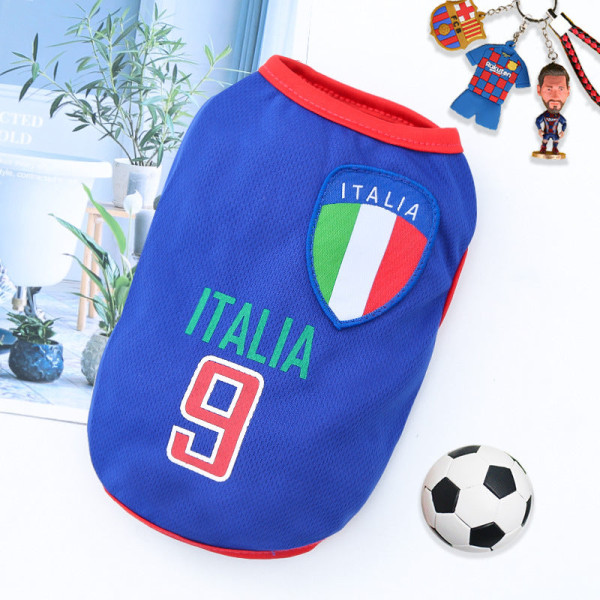 Kæledyrstøj Hunde Golden Retriever Sommer Mesh vest VM Ball Uniform Basketballtøj Dark blue No. 9 Italy s