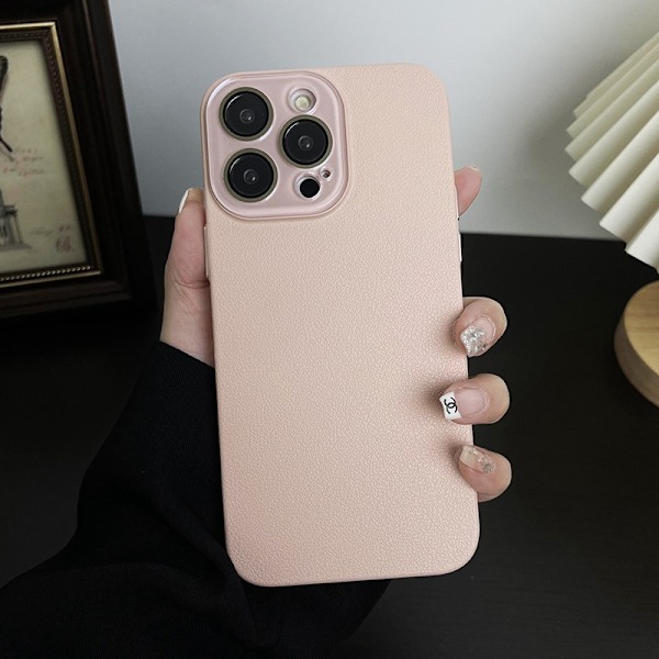 Cover til iPhone 14 Sakura Pink Lychee Tekstur Hudfornemmelse Krystal Fin Pore Hård