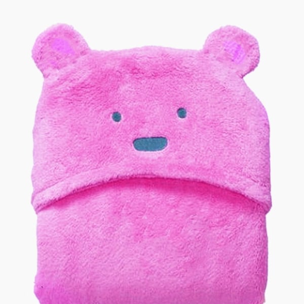Flanell badehåndkle for barn Badekåpe Cartoon Cape Cloak Babys Teppe Klem Teppe Solid Color small pink bear 100X70cm