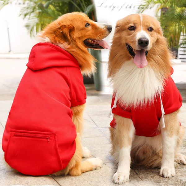 Kjæledyrklær Høst og vinter Fleece Glidelås Lommegenser Stor, Medium og Liten Pure Red 4XL (about 28-50 Jin pet)