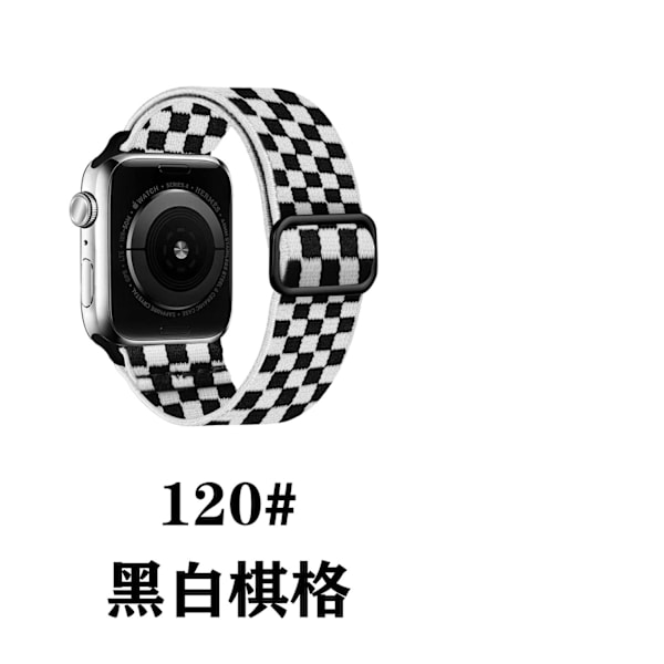 Klockarmband för Apple Watch iWatch 38/40/41 med finjusteringsspänne 1 svart och vit schackrutigt fint spänne