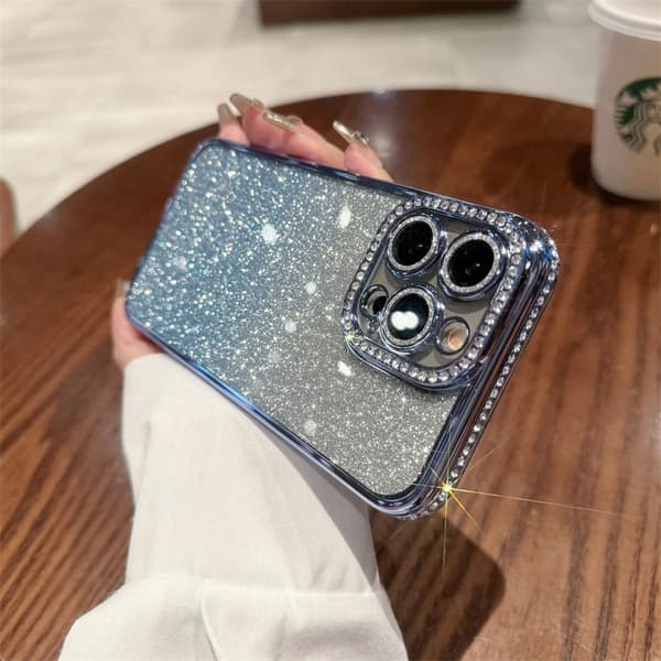 iPhone 17PROMAX Cover Far Peak Blå Diamant Gradient og Bløde Diamanter