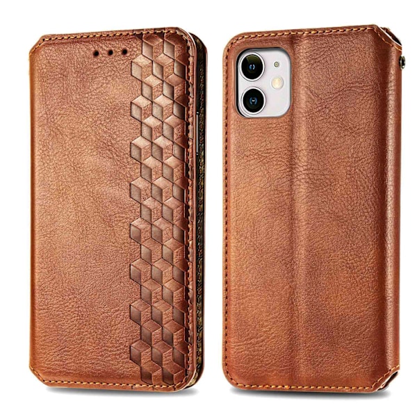 Etui til iPhone 14 Pro Brun Læder Flip Magnetisk Kortindsættelse 3D