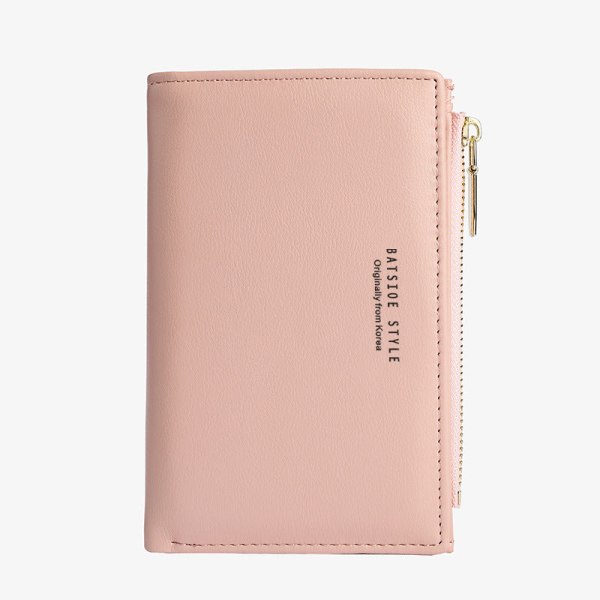 Kvinner lommebok myntveske Mote Trend Liten koreansk Enkel Ultra-Tynn Side Glidelås Middle School Bag Honey pink color