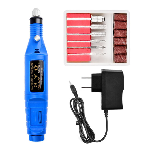 Negledekorasjoner for Nail Art Mini-slipemaskin USB bærbar elektrisk neglesliper American Standard Blue (OPP bag)