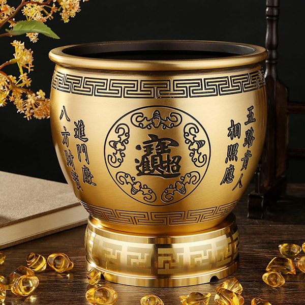Ashtray Couplet Pot Bottom Golden Toad Shop Counter Decoration Back Pattern Landscape Ashtray Couplet cylinder [18cm caliber] [No base]