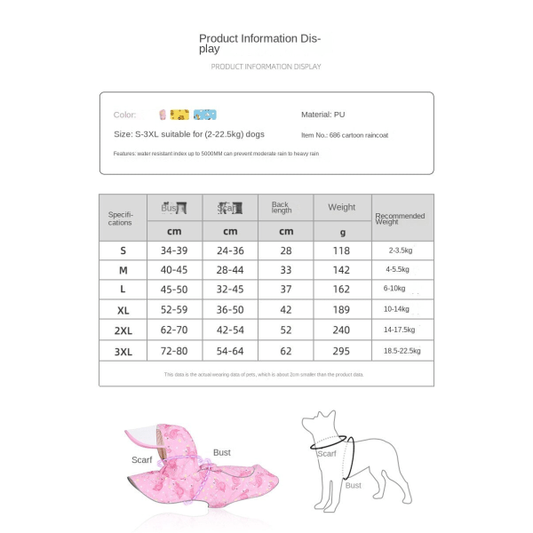 Kæledyrstøj Ny reflekterende regnfrakke i Cape-stil Medium Large Dog Yellow XL