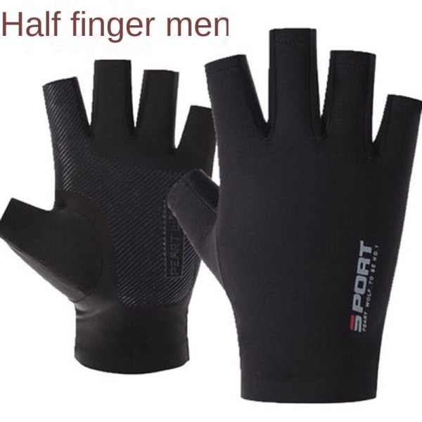 Naiset Miesten Pyöräilyhanskat Auringonsuojaus Hienimeytys Kosketusnäyttö Ice Silk Pyöräily Male half finger Black Average Size