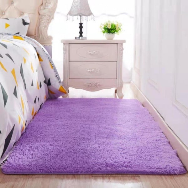 Oral Pad Stue Soveværelse Tæppe Sengekant Karnap Tatami Varmt Fuldtæppe Light purple 100*200cm