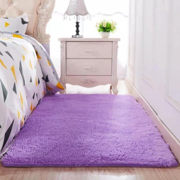 Oral Pad Stue Soveværelse Tæppe Sengekant Karnap Tatami Varmt Fuldtæppe Light purple 40*60cm