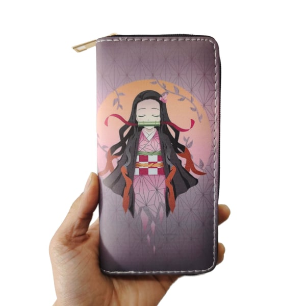 Tecknad karaktär Ghost Destroy Sekundär Pu Lång Zip Anime Perifer plånbok printed Clutch Pink