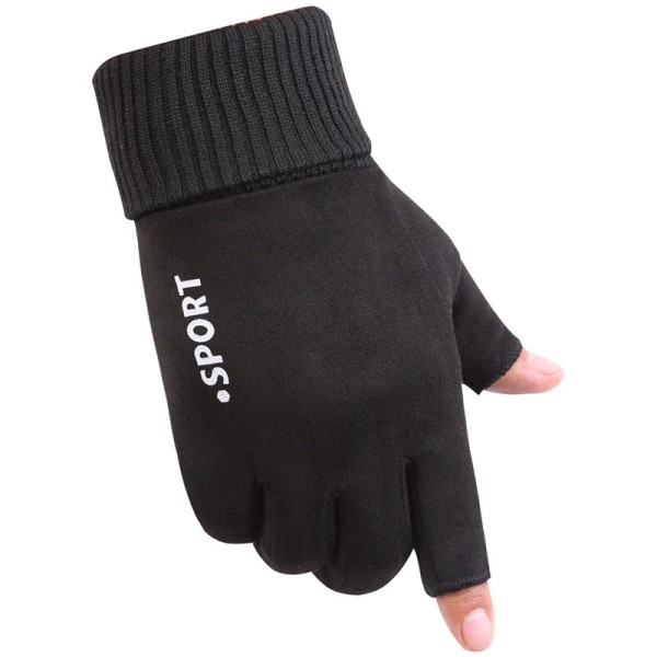 Kvinnor Män Cykelhandskar Höst och Vinter Förtjockad Varm Pekskärm Körning Men's black two-finger Average Size