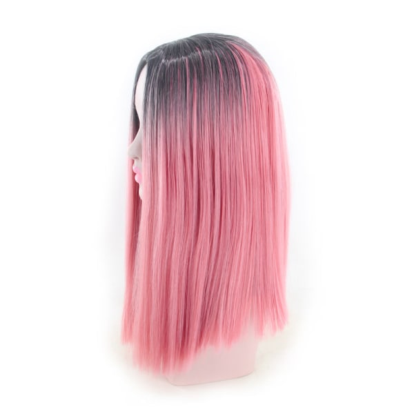 Naisten Peruukki Musta Pinkki Gradientti Väri Wave Lyhyt Suorat Hiukset Ombre Vaaleanpunaiset Peruukit Cos W381