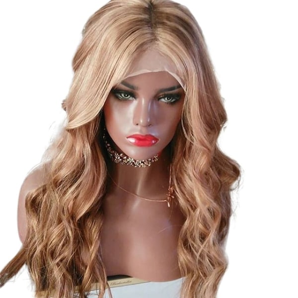 Kvinner Parykk Gradient Farge Langt krøllete hår Rose Mesh Head Cover W312