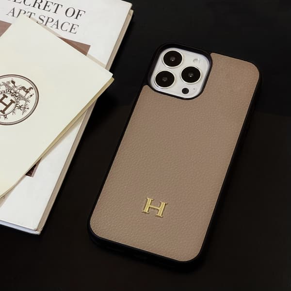 Fodral för iPhone 13mini lychee grain full H khaki läder anti fall nisch