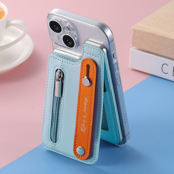 Etui til iPhone 14 Plus, himmelblå, kreativt, varmt flip op og ned, kortholder, transparent