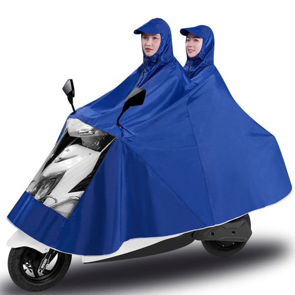 Regnjacka Regnoverall Motorcykel Elbil Lång dubbelbrättad fotöverdrag Förtjockad Double brim Blue 7XL (small model)