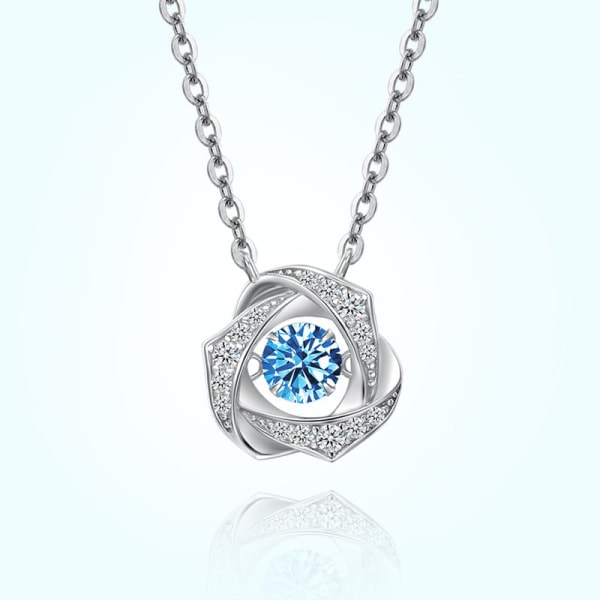 Kvinnor Halsband Kedja Choker Hänge Smycken Flickor Present S925 Sterling Silver Bright Heart blue zirconium 925 silver